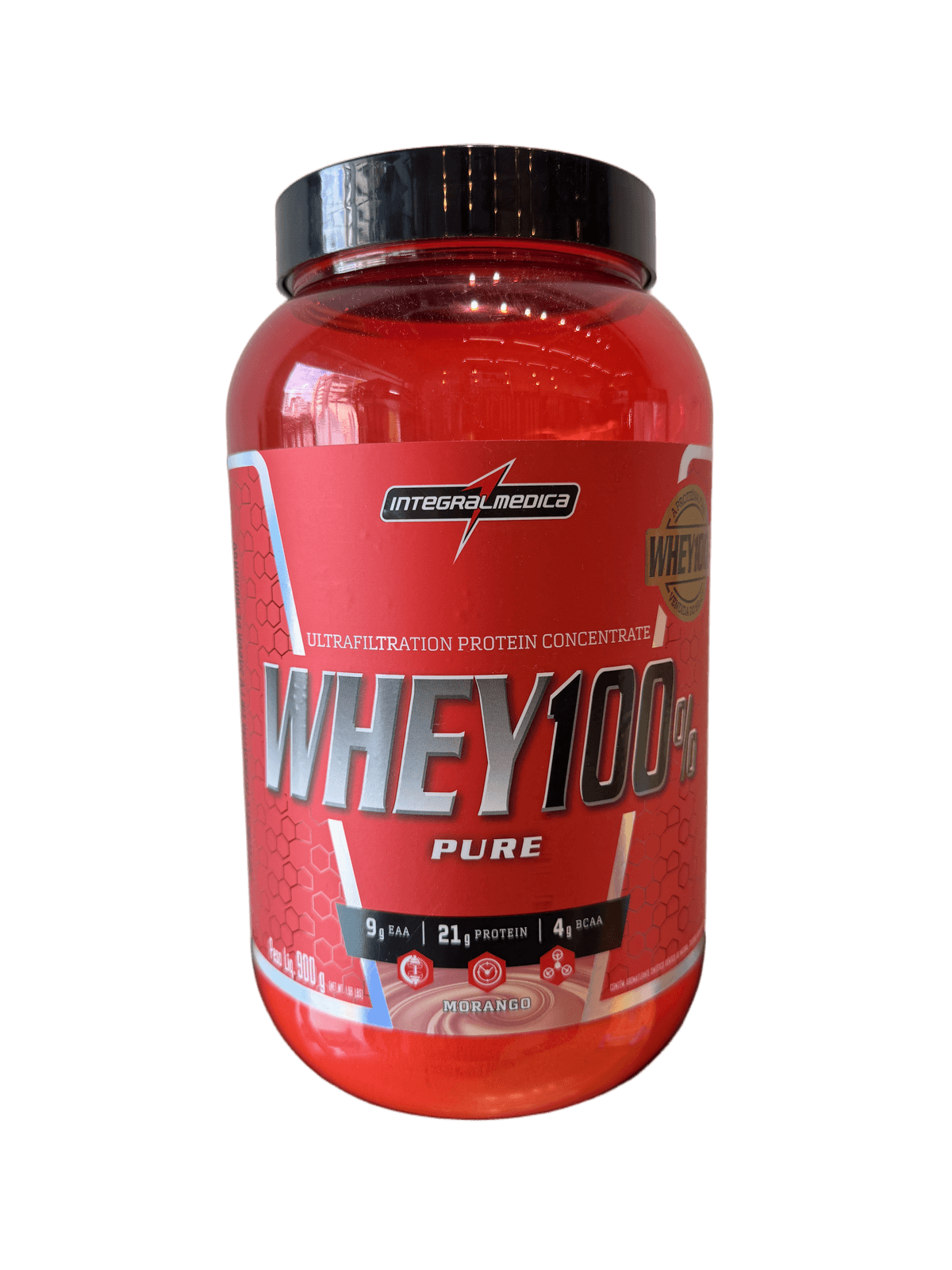 WHEY 100% PURE MORANGO 900G — INTEGRAL MEDICA