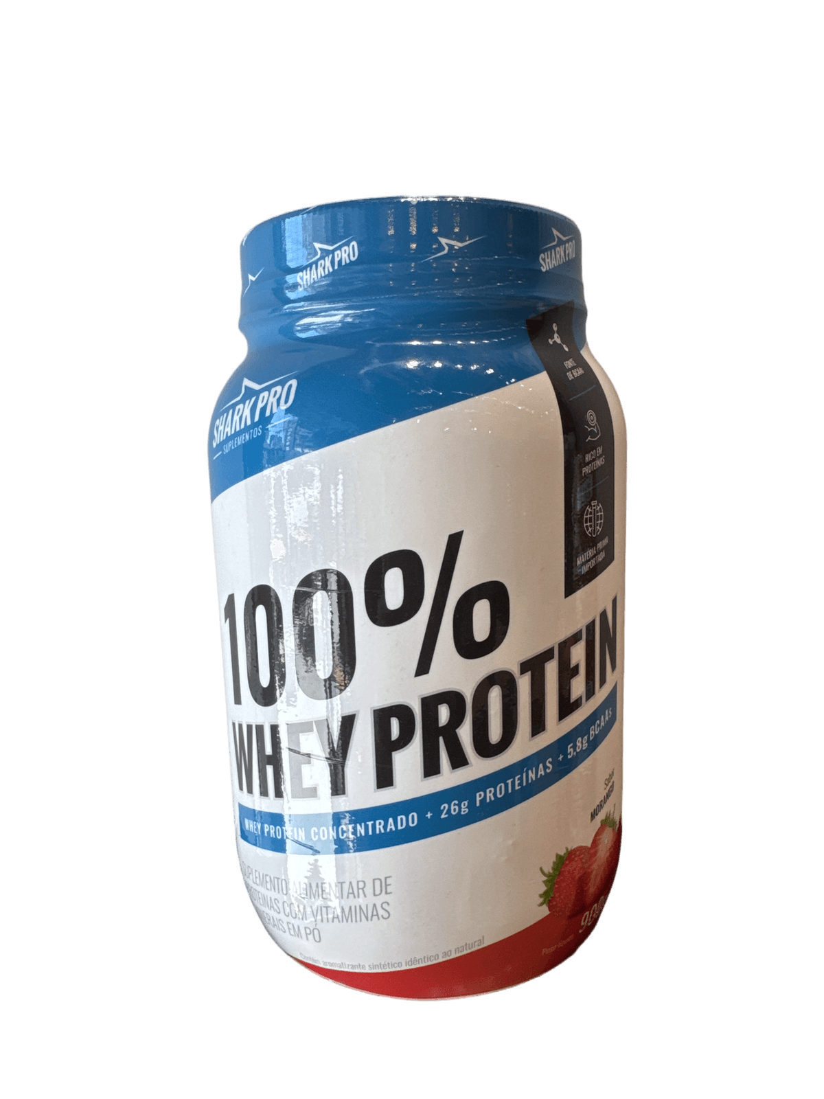 100% WHEY PROTEIN 900G MORANGO — SHARK PRO