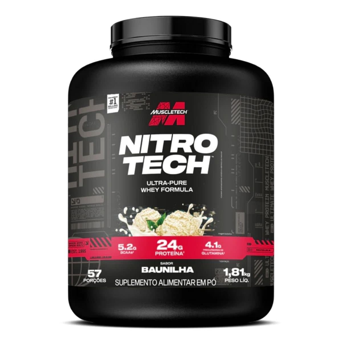 MUSCLETECH NITRO TECH WHEY BAUNILHA 900G